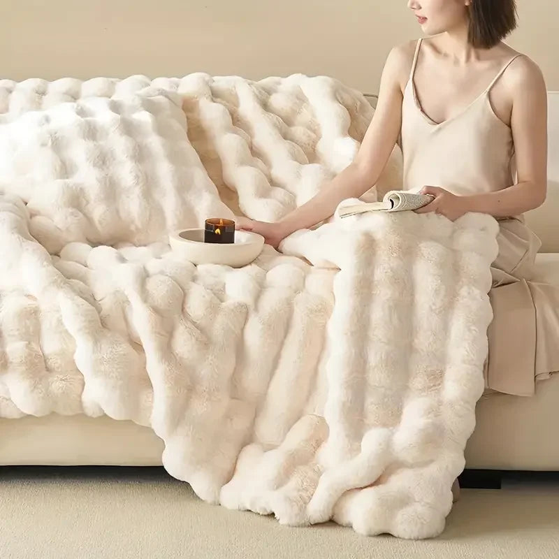 Reversible Cozy Throw Blanket Textured Home Accent for All Seasons