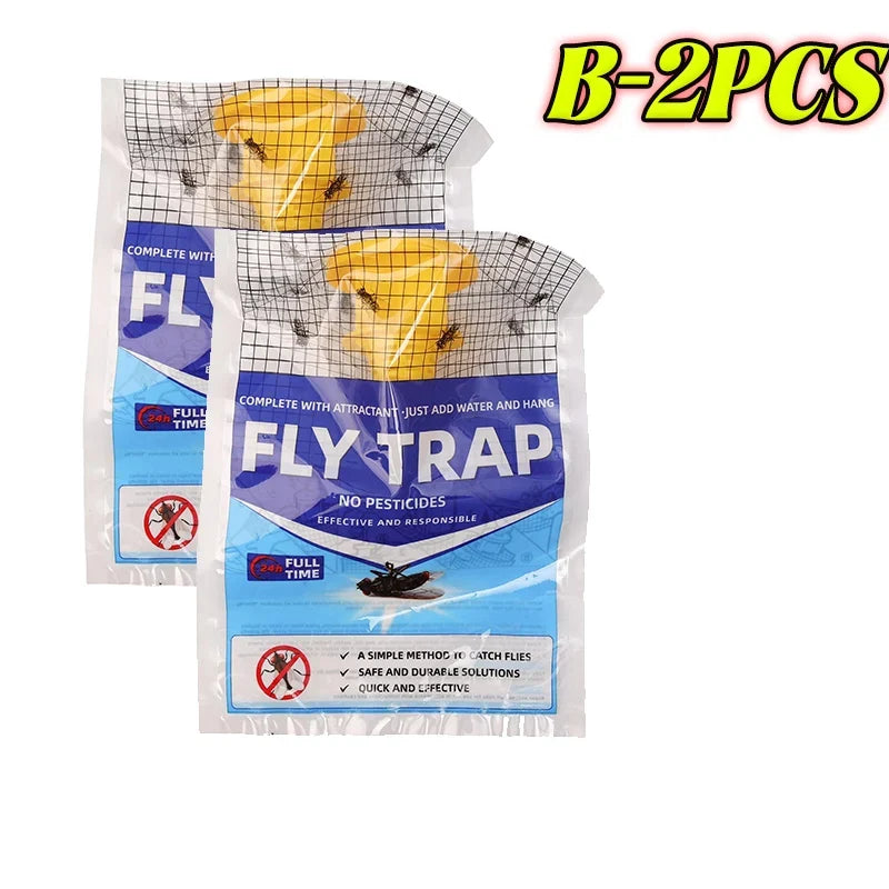 Disposable Hanging Fly Trap with Water-Soluble Bait for Outdoor Use