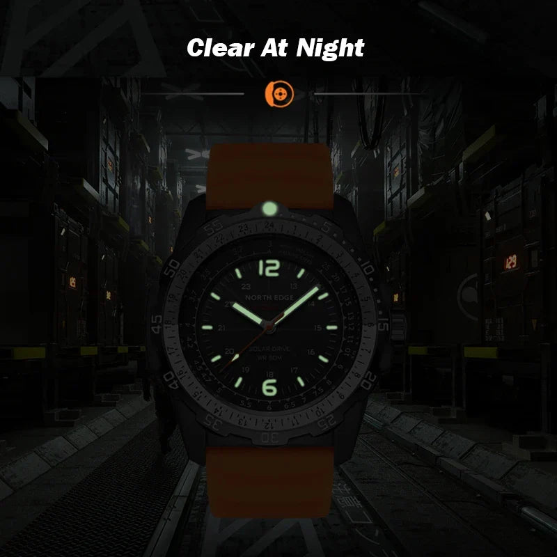 Waterproof Military Men's Sport Wristwatch NORTH EDGE EVOQUE 2 with Solar Power