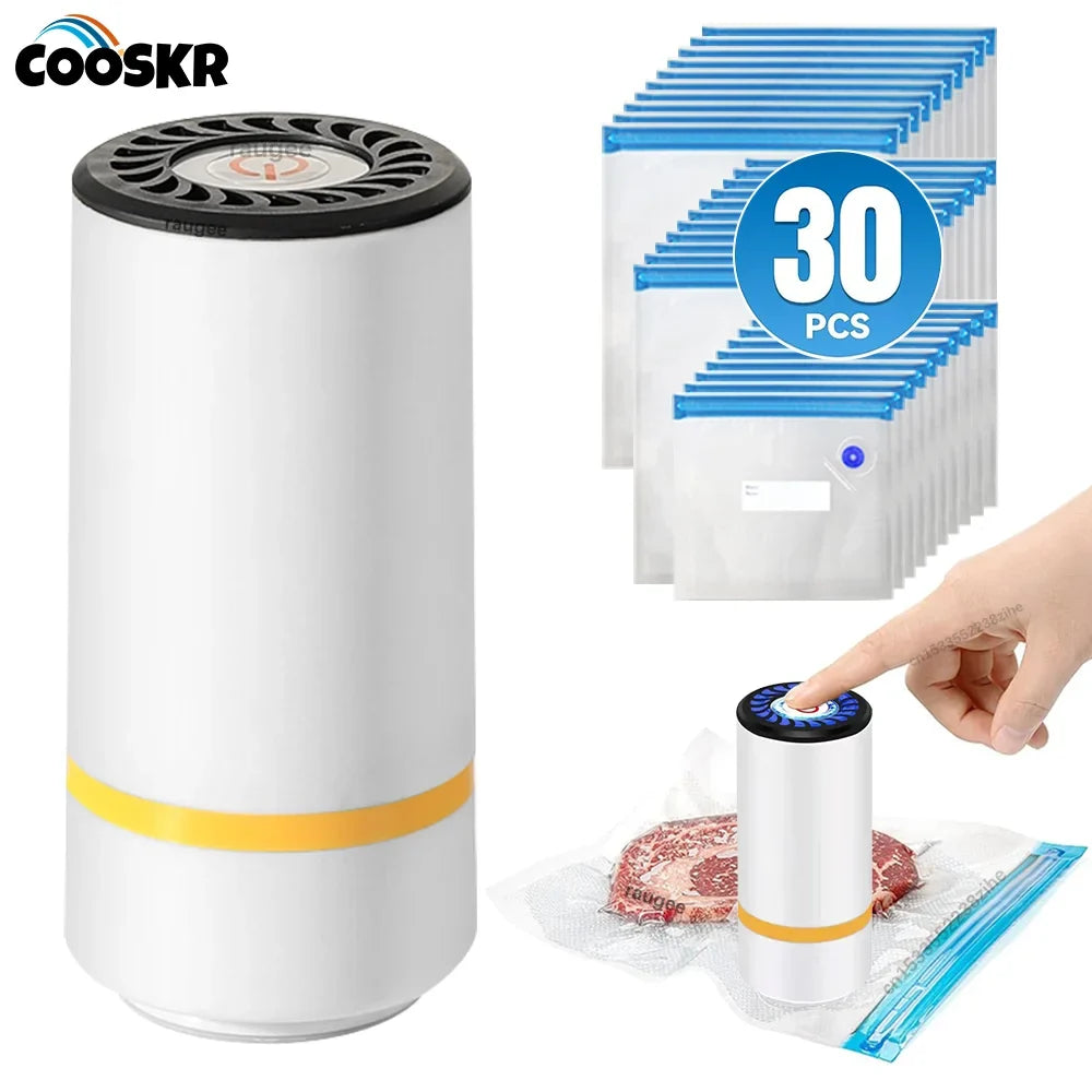 Portable Electric Vacuum Pump for Food Storage with Reusable Vacuum Bags