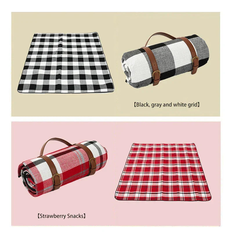Outdoor Picnic Blanket Portable Plaid Foldable Mat for Travel & Parks