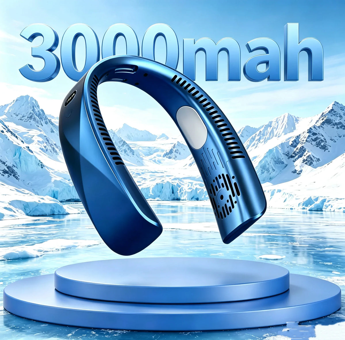 Portable USB Rechargeable Neck Fan with LED Display 8000mAh