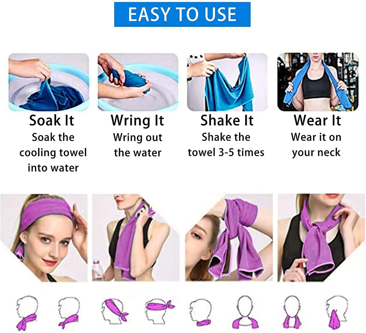 Cooling Sports Towel with Polka Dot Pattern for Fitness & Outdoor Activities