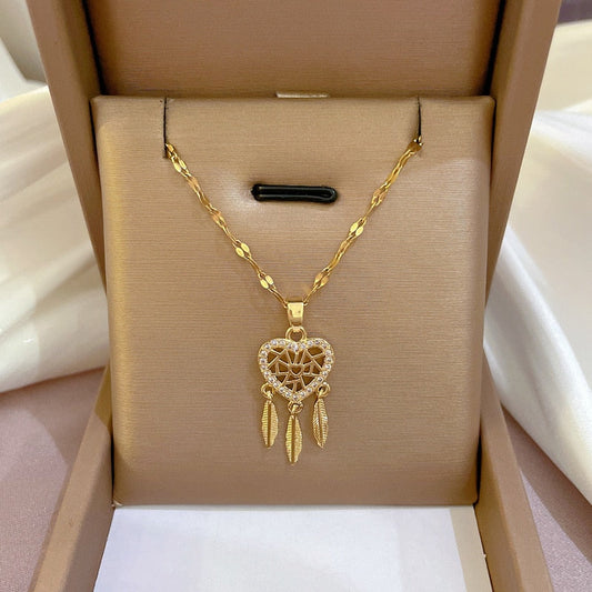 Dreamcatcher Crystal Charm Pendant Necklace
