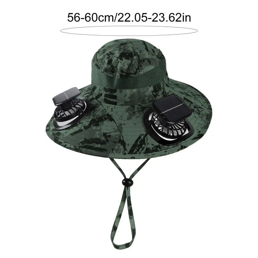 Wide Brim Solar Hat with Dual Fans for Outdoor Activities