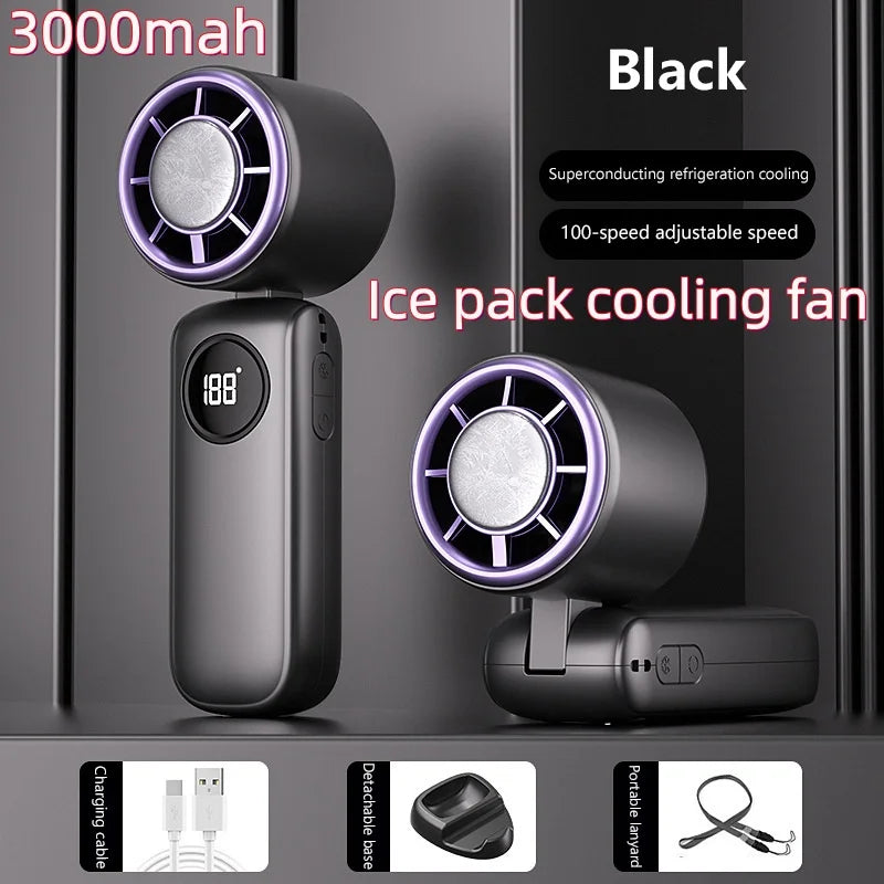 Portable USB Rechargeable Neck Fan with LED Display 8000mAh