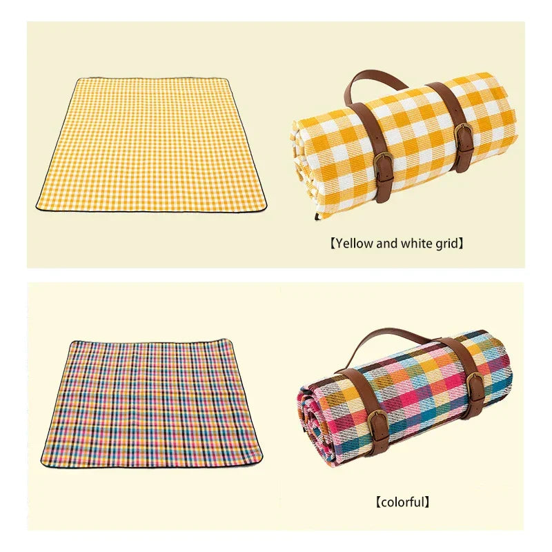 Outdoor Picnic Blanket Portable Plaid Foldable Mat for Travel & Parks