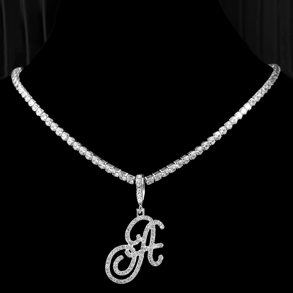 Initial Tennis Pendant Silver