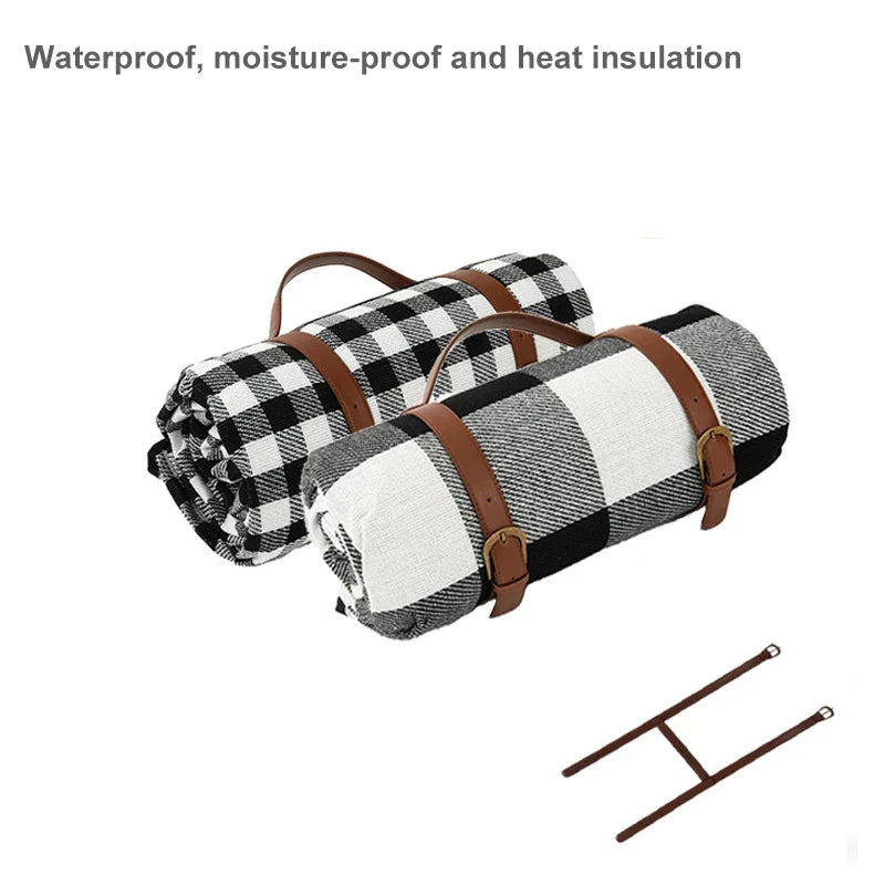 Outdoor Picnic Blanket Portable Plaid Foldable Mat for Travel & Parks