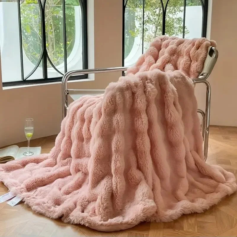 Reversible Cozy Throw Blanket Textured Home Accent for All Seasons
