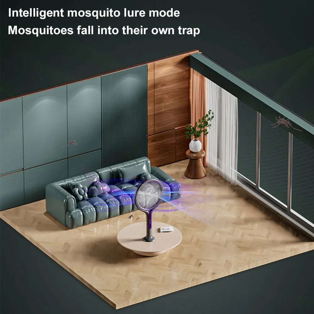 Extendable Electric Mosquito Swatter with Camping Light and Rotating Head