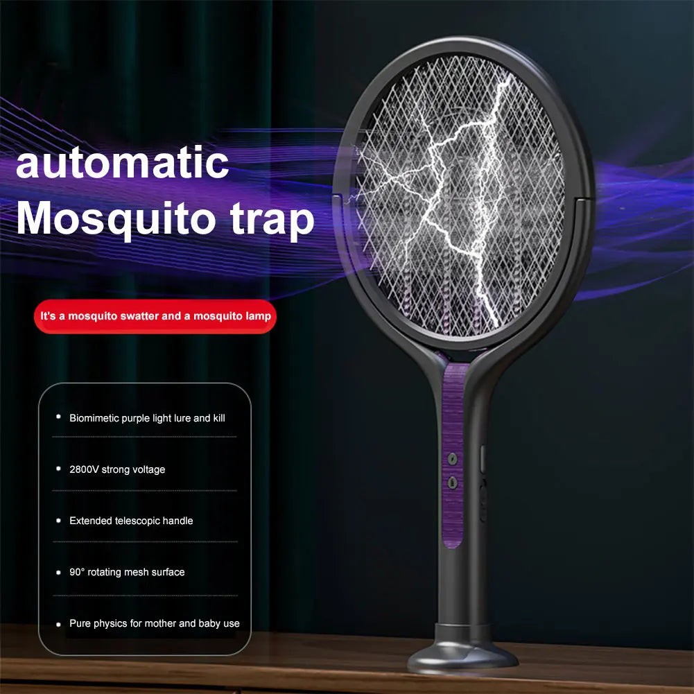 Extendable Electric Mosquito Swatter with Camping Light and Rotating Head