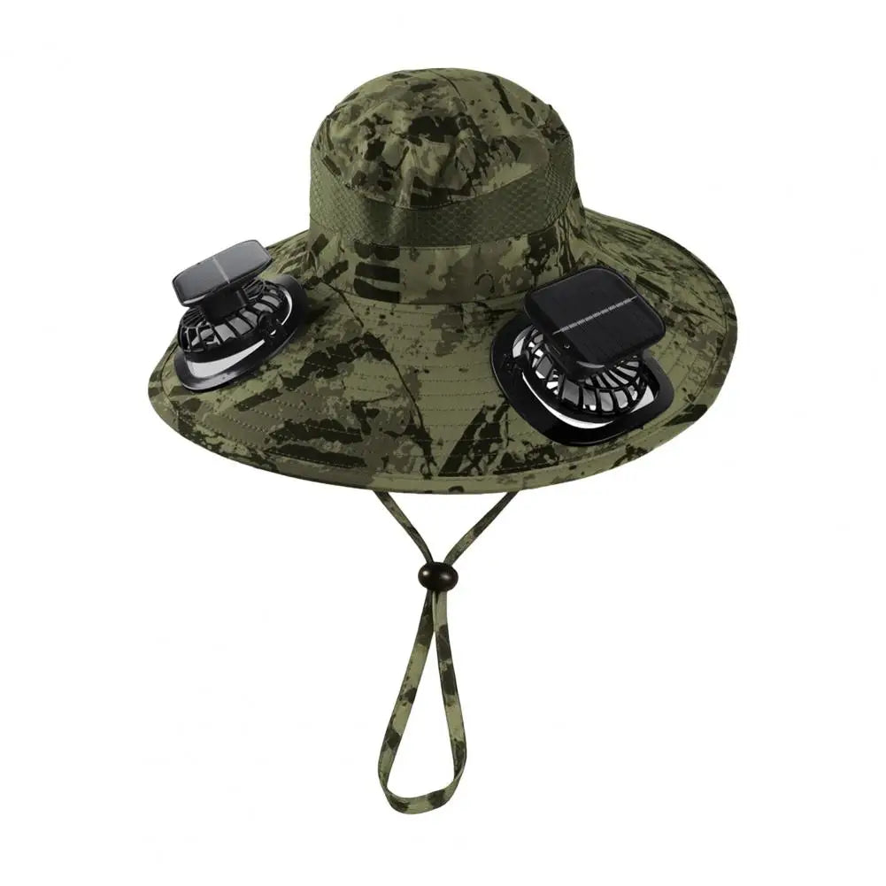 Wide Brim Solar Hat with Dual Fans for Outdoor Activities