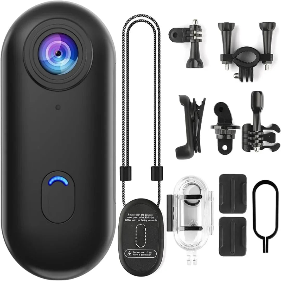 4K Mini WiFi Action Camera – Wearable Thumb-Sized Body Cam with Waterproof Case, Magnetic Clip, and 360° Mount for Sports, Travel & POV Recording