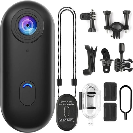 4K Mini WiFi Action Camera – Wearable Thumb-Sized Body Cam with Waterproof Case, Magnetic Clip, and 360° Mount for Sports, Travel & POV Recording