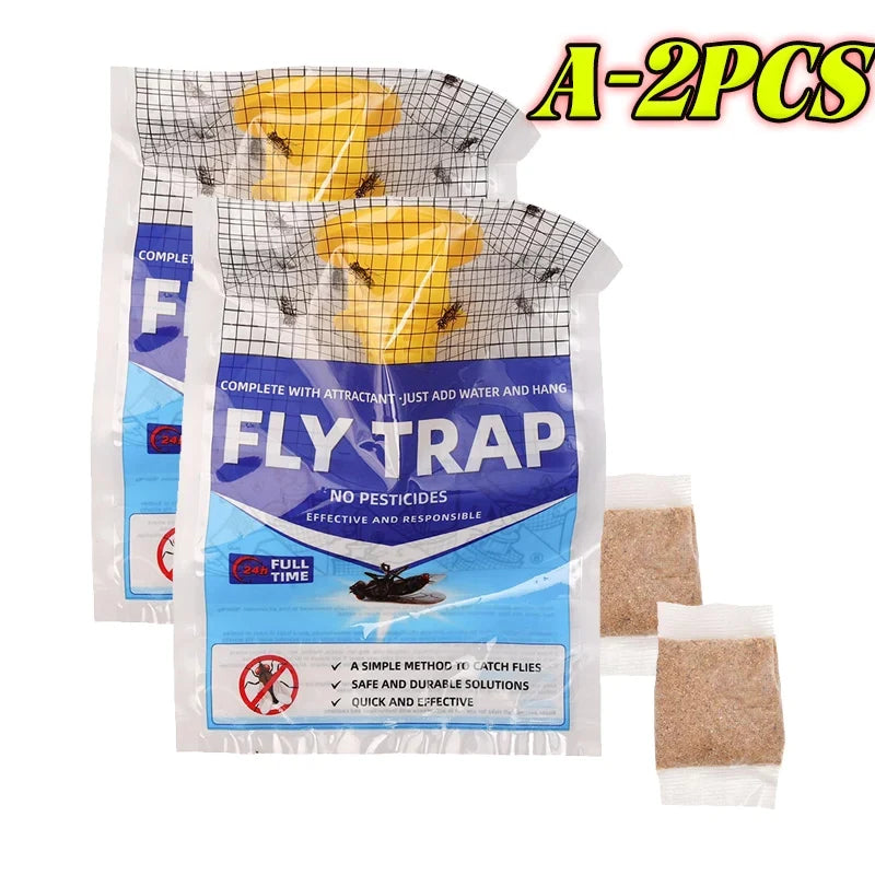 Disposable Hanging Fly Trap with Water-Soluble Bait for Outdoor Use