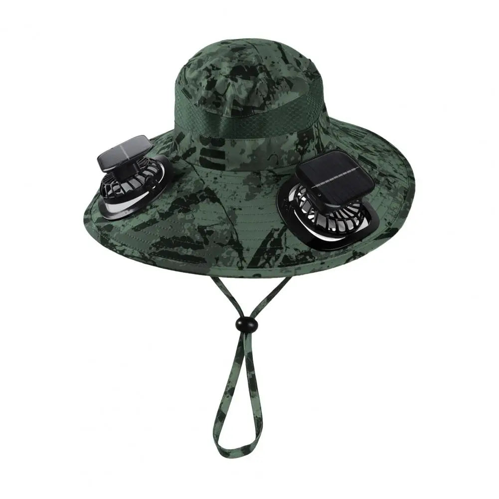Wide Brim Solar Hat with Dual Fans for Outdoor Activities