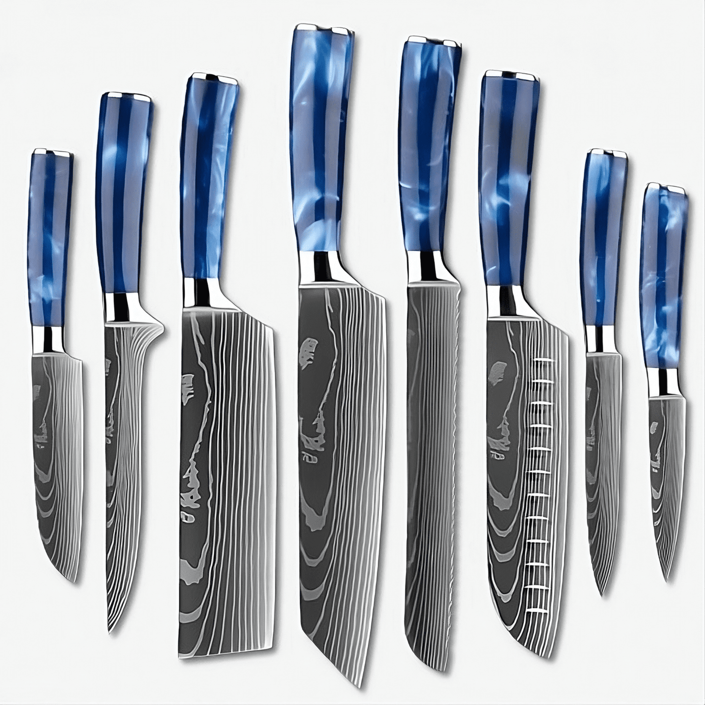 Shinano  信濃川 Damascus Pattern Stainless Steel Knife Set