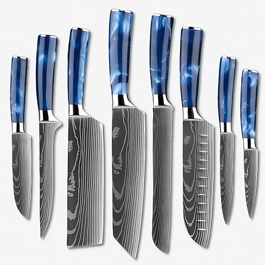 Shinano  信濃川 Damascus Pattern Stainless Steel Knife Set