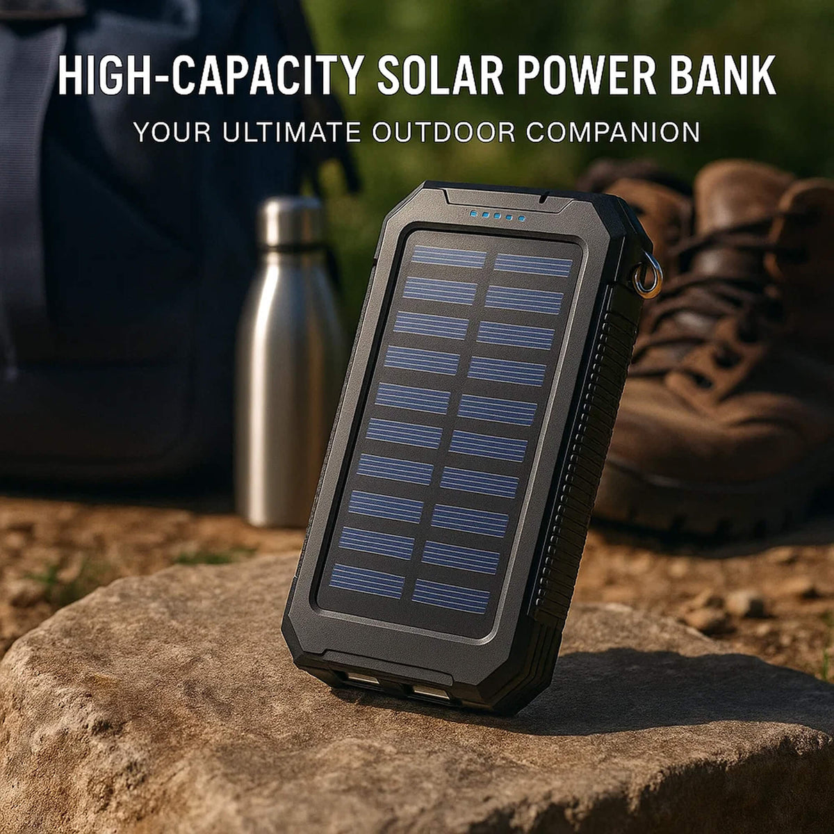 Portable Solar Power Bank High-Capacity Dual USB Charger 20000mAh