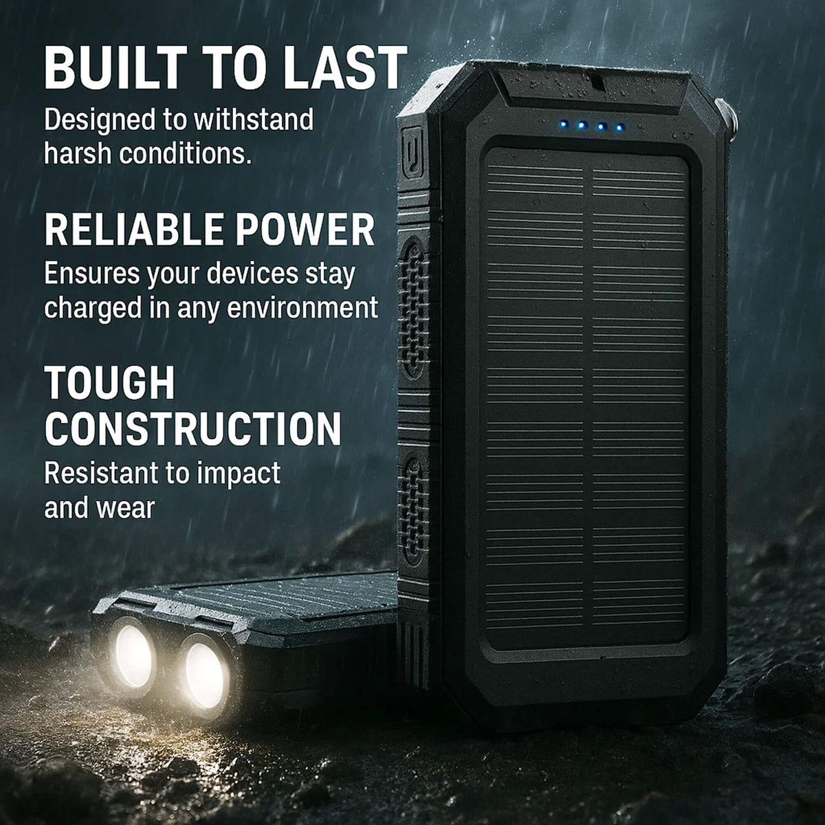 Portable Solar Power Bank High-Capacity Dual USB Charger 20000mAh