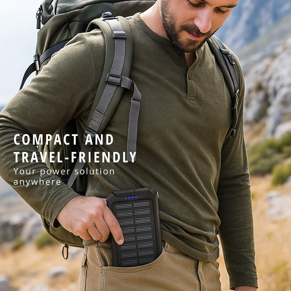 Portable Solar Power Bank High-Capacity Dual USB Charger 20000mAh