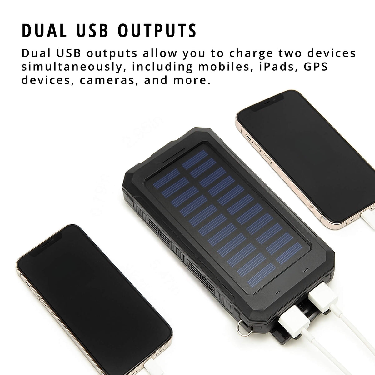 Portable Solar Power Bank High-Capacity Dual USB Charger 20000mAh