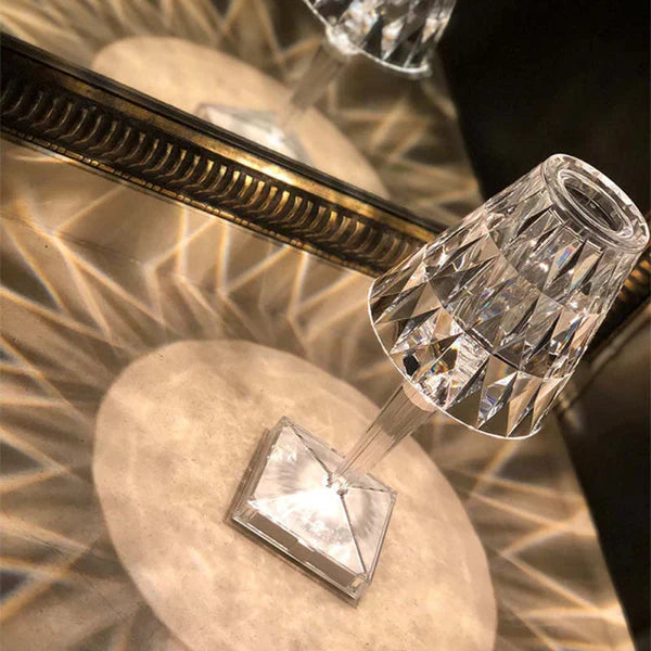 Elegant Crystal Accent Lamp Dimmable Rechargeable Lighting for Home
