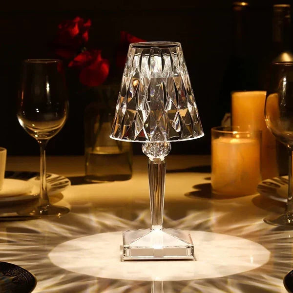 Elegant Crystal Accent Lamp Dimmable Rechargeable Lighting for Home