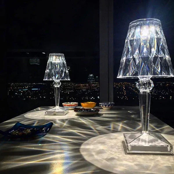 Elegant Crystal Accent Lamp Dimmable Rechargeable Lighting for Home