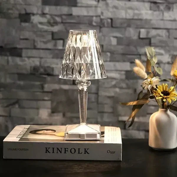 Elegant Crystal Accent Lamp Dimmable Rechargeable Lighting for Home
