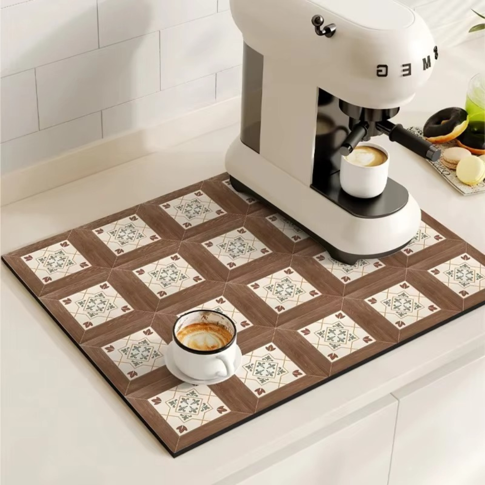 Stylish Coffee Bar Mat Absorbent Spill & Drip Catcher for Sinks