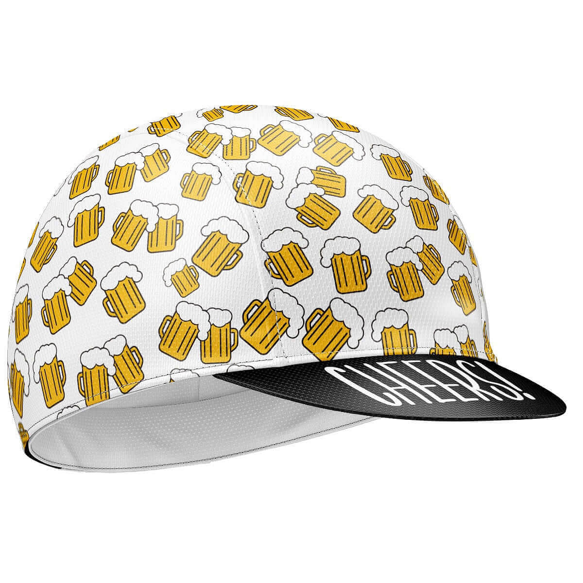 White Cycling Cap Beer Theme Graphic Peak Design Cap