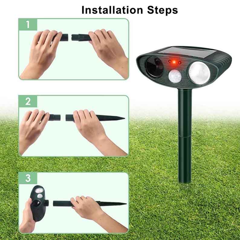 Solar Powered Ultrasonic Rabbit Repeller Humane Garden Protection