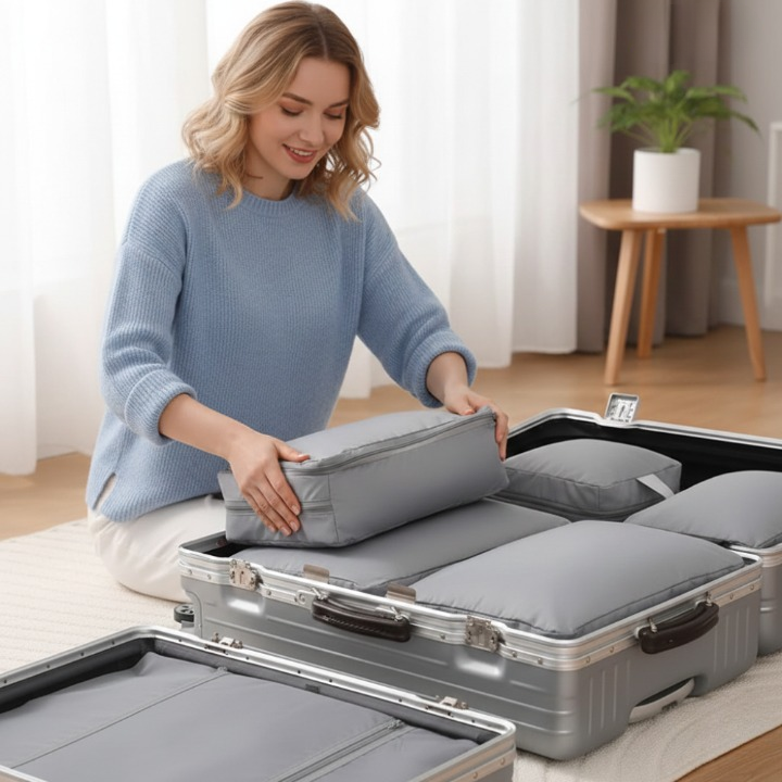 Travel Compression Packing Cubes Set – 6 Organizer Bags