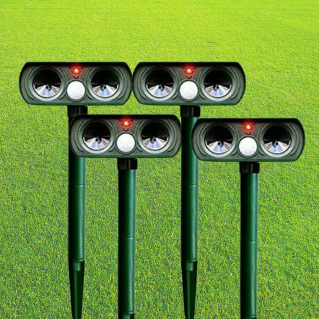 Ultrasonic Solar Animal Deterrent with Motion Detection for Gardens