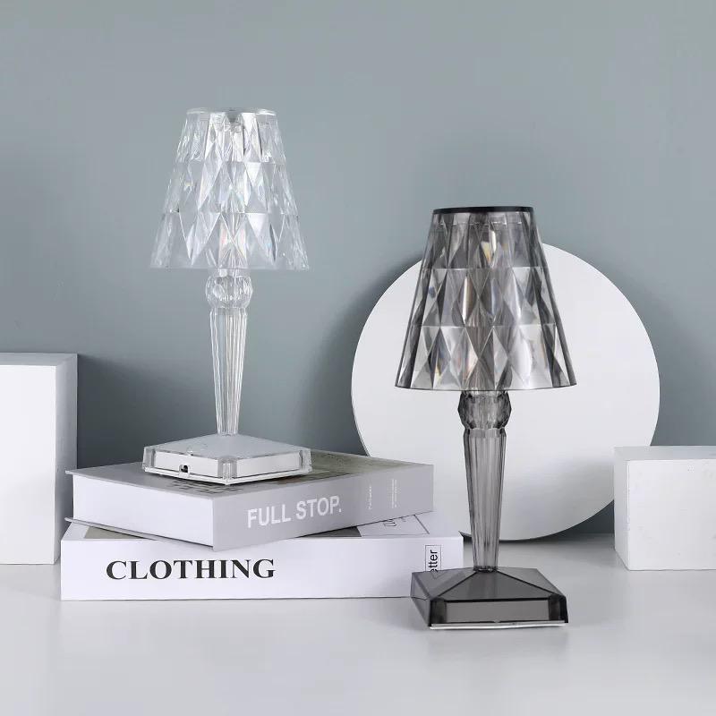 Elegant Crystal Accent Lamp Dimmable Rechargeable Lighting for Home