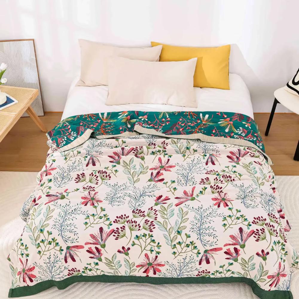Wildflower Whisper Blanket Soft Four‑Layer Throw for All Seasons
