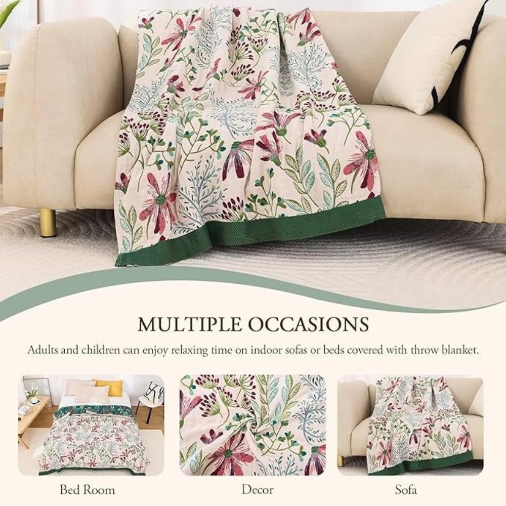 Wildflower Whisper Blanket Soft Four‑Layer Throw for All Seasons
