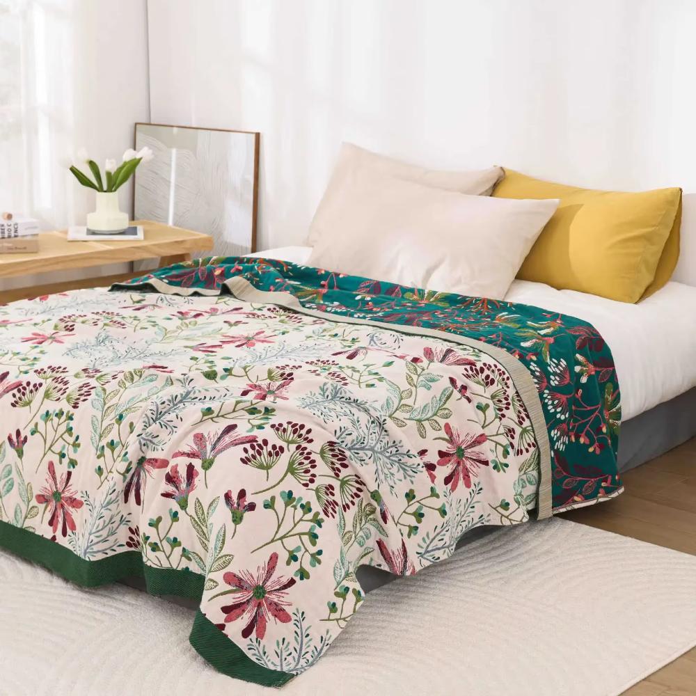 Wildflower Whisper Blanket Soft Four‑Layer Throw for All Seasons