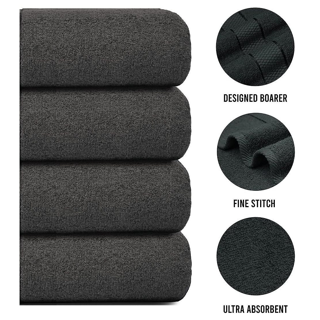 4-Piece Jumbo Bath Towel Set - Quick Dry Bathroom Towels