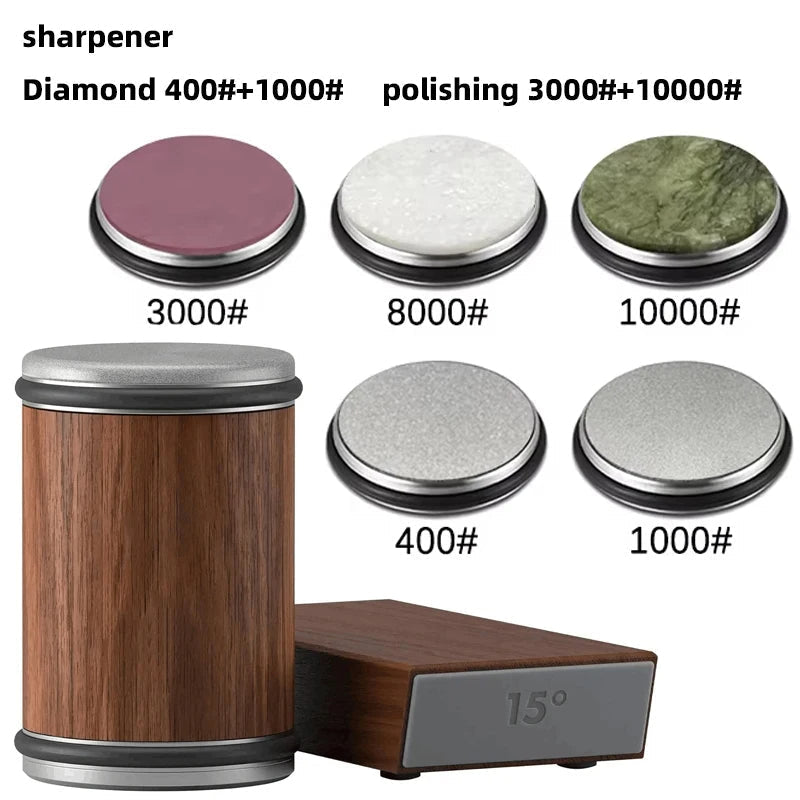 Manual Rolling Knife Sharpener Precision Dual-Angle Kitchen Edge Tool