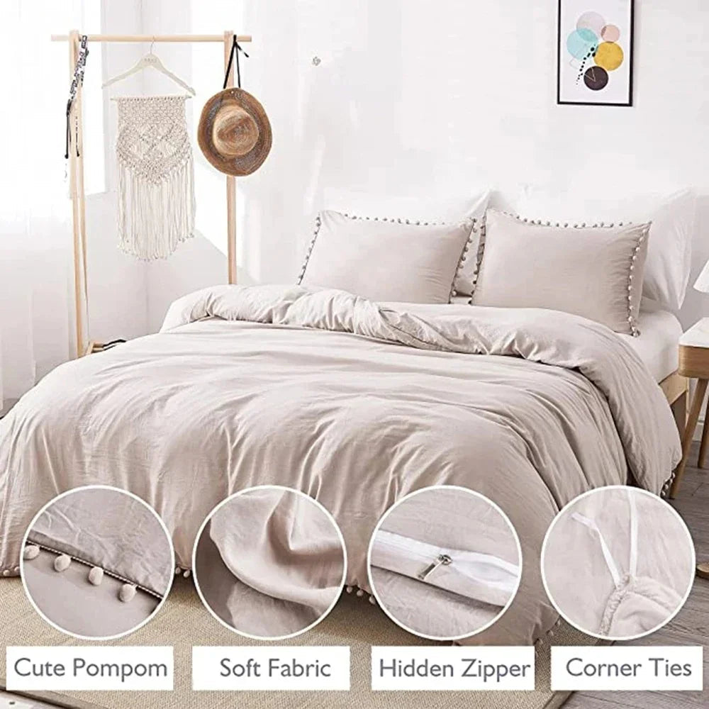 Decorative Quilt Cover Set Anna Pompom Style