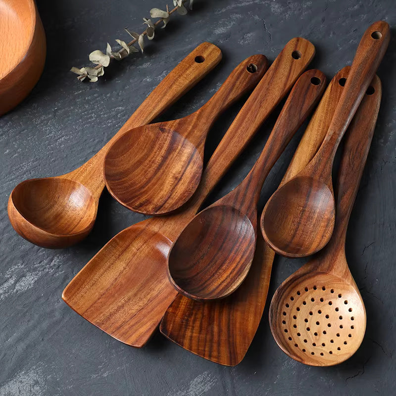 Natural Wooden Kitchen Utensils for Non‑Stick Cookware