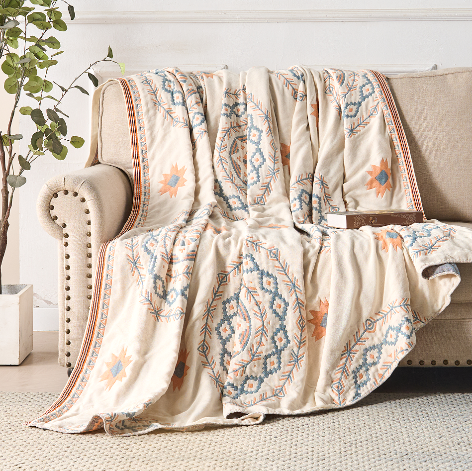 Boho Mandala Cotton Throw Blanket