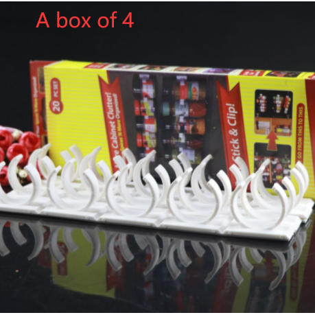 Adhesive Spice Rack Clips with Cabinet Door Storage Strips Set of 4 Gripper