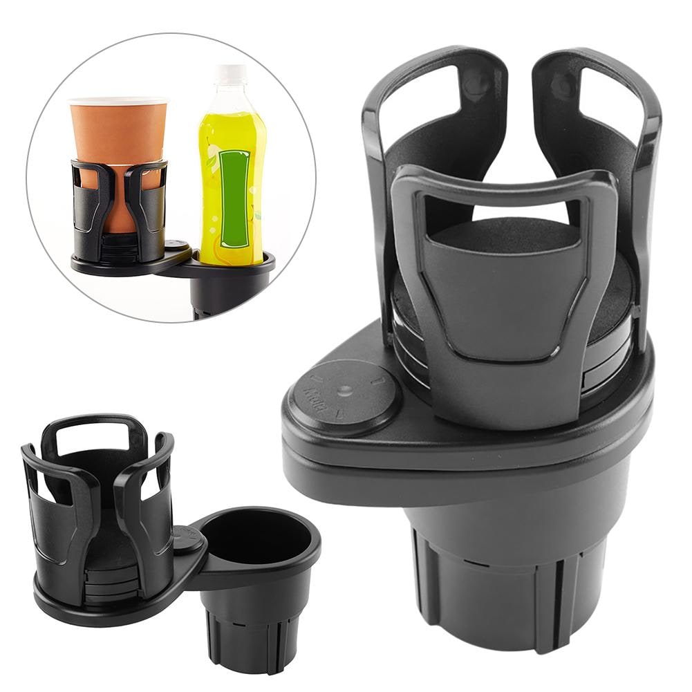 Adjustable Car Cup Holder Expander with Auto Base and Rotating Platform
