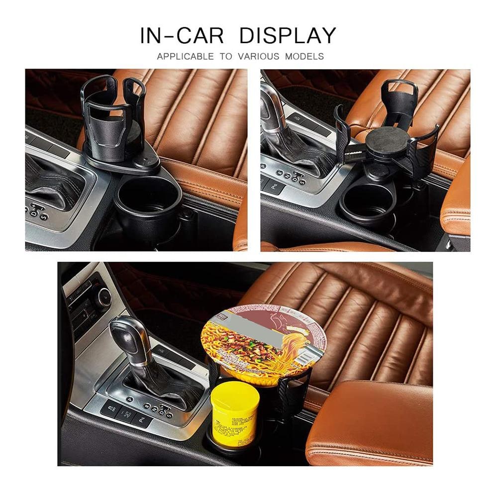 Adjustable Car Cup Holder Expander with Auto Base and Rotating Platform