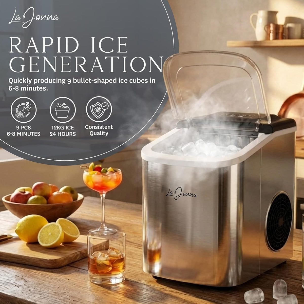 Portable Ice Maker Machine with Self-Cleaning & Dual Ice Sizes
