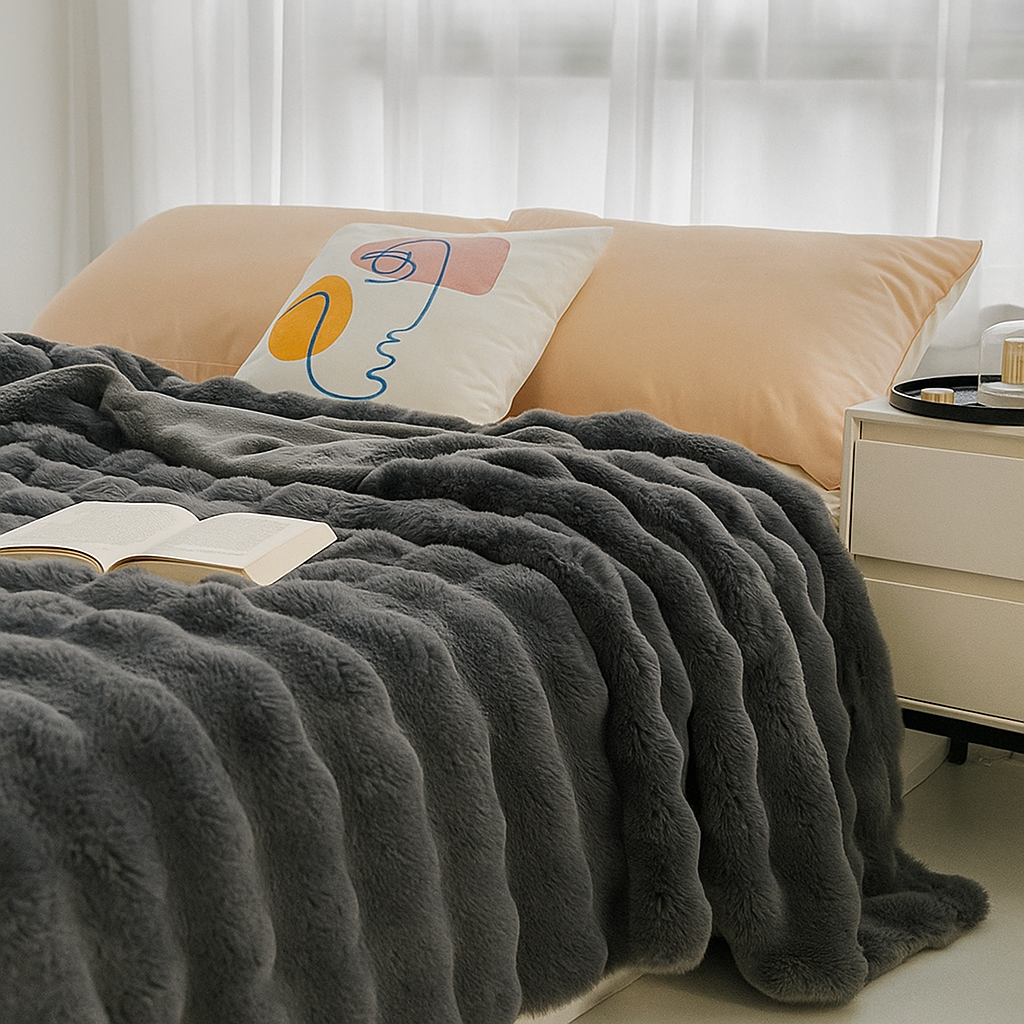 Reversible Cozy Throw Blanket Textured Home Accent for All Seasons